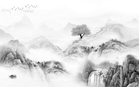 人气 清晰中式山水 TIF分层