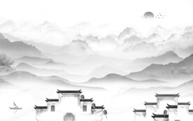 客厅 人气中式山水 TIF分层