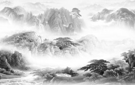 爆款 大气灰色山水 TIF分层