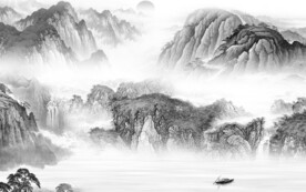 高清 大气灰色山水 TIF分层