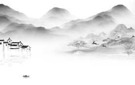 奢雅 灰色中式山水 TIF分层