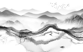 人气 灰色中式山水 TIF分层