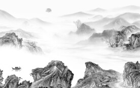 中式 简约灰色山水 TIF分层