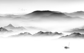 人气 简约灰色山水 TIF分层