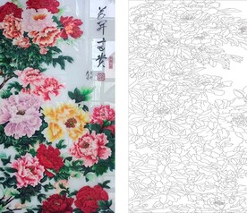 艺术玻璃珐琅彩牡丹花开富贵图