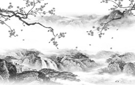 极简 新中式灰山水 TIF分层