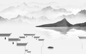 新款 新中式灰山水 TIF分层