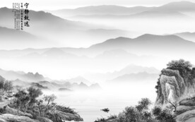 高端 新中式灰山水 TIF分层