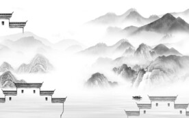 人气 新中式灰山水 TIF分层