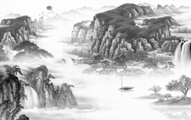 大气 淡雅灰山水画 TIf分层