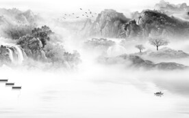 高端 新款灰山水画 TIf分层