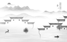 高端 新品灰山水画 TIf分层