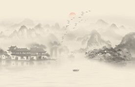 新中式山水画背景墙