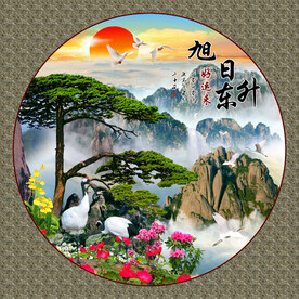 圆形山水画