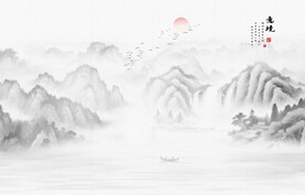 意境水墨山水图