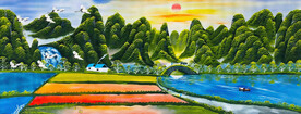 桂林山水田园风景画