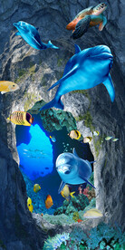 深海海底海豚美景玄关