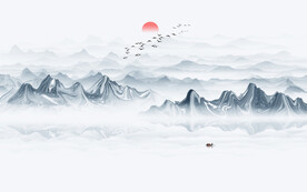 抽象水墨山水画