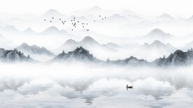 中式山水背景墙