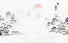 水墨画背景墙