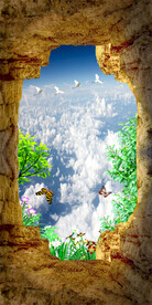 洞口天空风景3D玄关