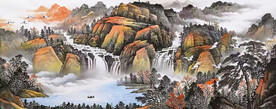 山水风景画背景墙