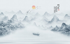水墨江南背景墙