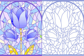 唯美紫色郁金香教堂玻璃图案