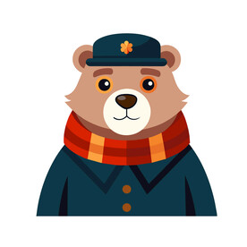 矢量动物戴围巾的小熊