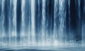 瀑布流水生财招财瀑布山水画