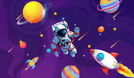 卡通星空宇航员儿童房