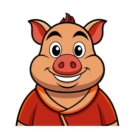 矢量动物憨态可掬的小猪