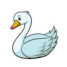 矢量动物鸟类游泳白天鹅