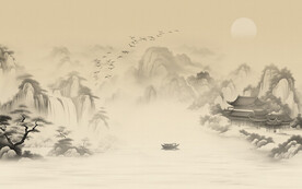 新中式山水画背景墙