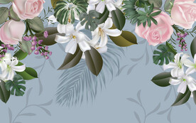 热带植物叶子现代简约电视背景