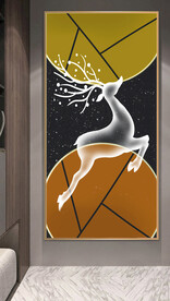 现代简约轻奢抽象麋鹿玄关画