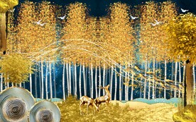 抽象麋鹿发财树