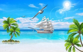 大海阳光沙滩海景图