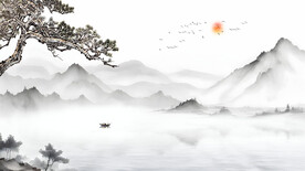 餐厅山水画背景墙