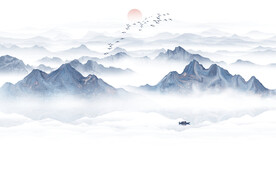 简约水墨山水画电视背景墙