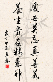 竖幅励志诗词毛笔字书法作品