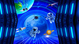 空间站3D舱宇航员背景墙