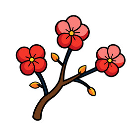 矢量植物花朵简约桃花