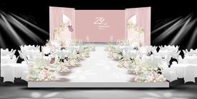 现代婚礼白色粉色婚礼婚礼效果图