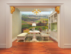 风景壁画的书房