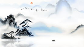 意境山水新中式电视背景墙