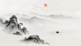 水墨山水意境背景墙
