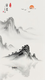 大气水墨山水背景