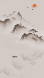 写意意境水墨山水画