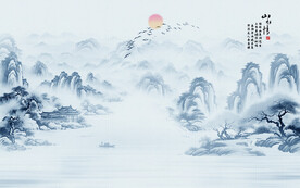 新中式山水风景画